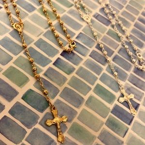 Beautiful rosary necklace in gold and silver